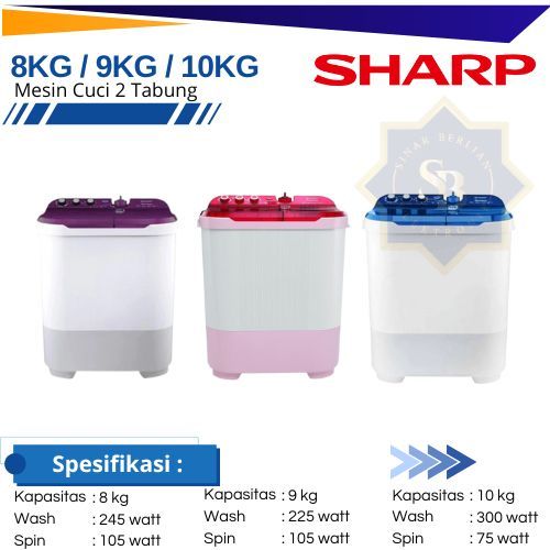 SHARP - Mesin Cuci Aquamagic 2 Tabung 7kg / 9kg /10kg