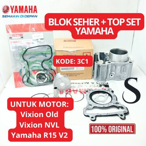 BLOK SEHER +TOP SET 3C1 YAMAHA PISTON RING YAMAHA 3C1 VIXION LAMA NVL JUPITER MX KUALITAS ORIGINAL