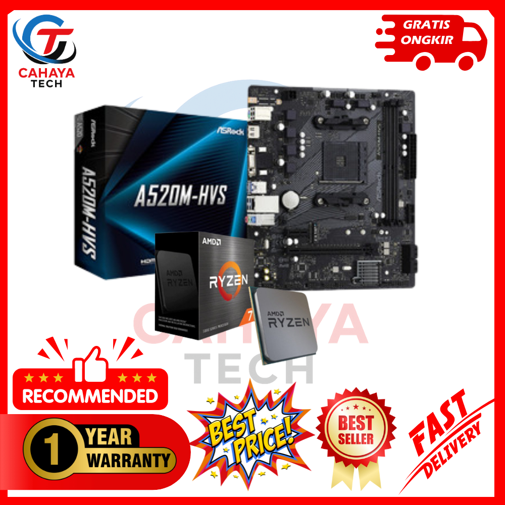 PAKET Amd Ryzen 7 5700G Socket AM4 + Motherboard Asrock A520M DDR4 GARANSI