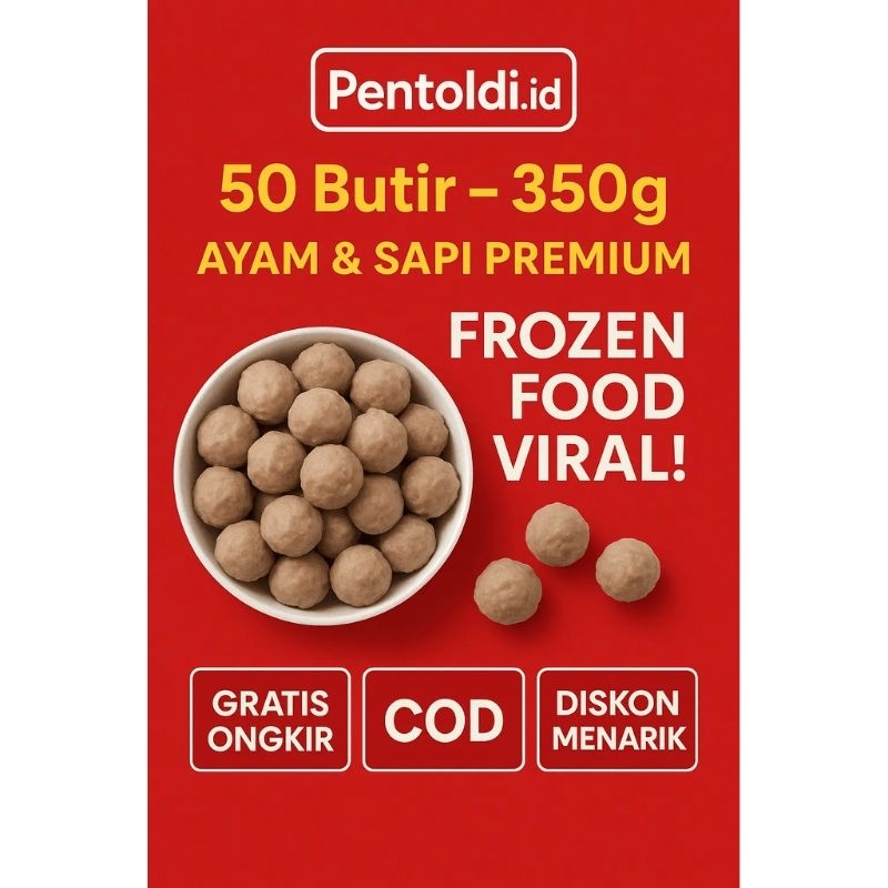 

Pentoldi.id – Frozen Pentol Ayam & Sapi Premium (50 Butir | 500g) | Viral & Paling Laris! Siap Saji/makanan instan