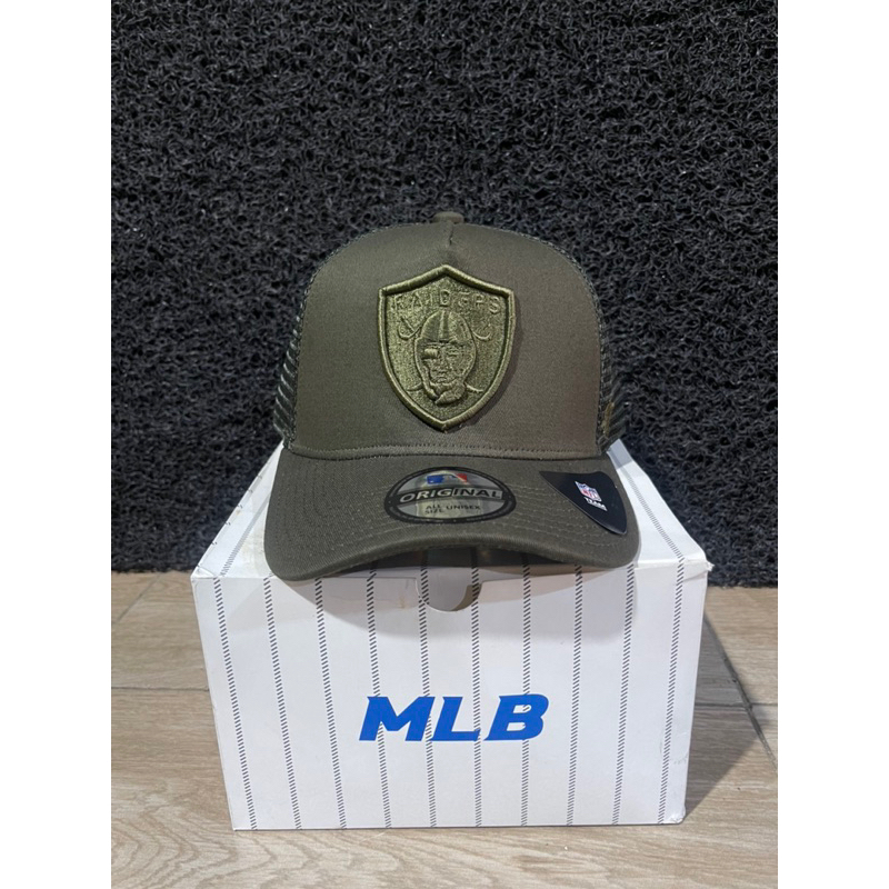 Raiders Hijau Army Bahan Hijau Army Trucker Hijau Army Topi Pria Wanita