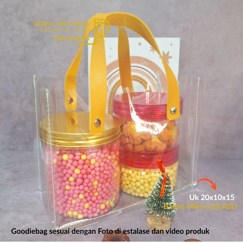 

Tas Transparant Mika BENING TEBAL 0.20 NO TIPU Tas ISI 2 TOPLES 500ML 800ML Tas hampres Mika bening
