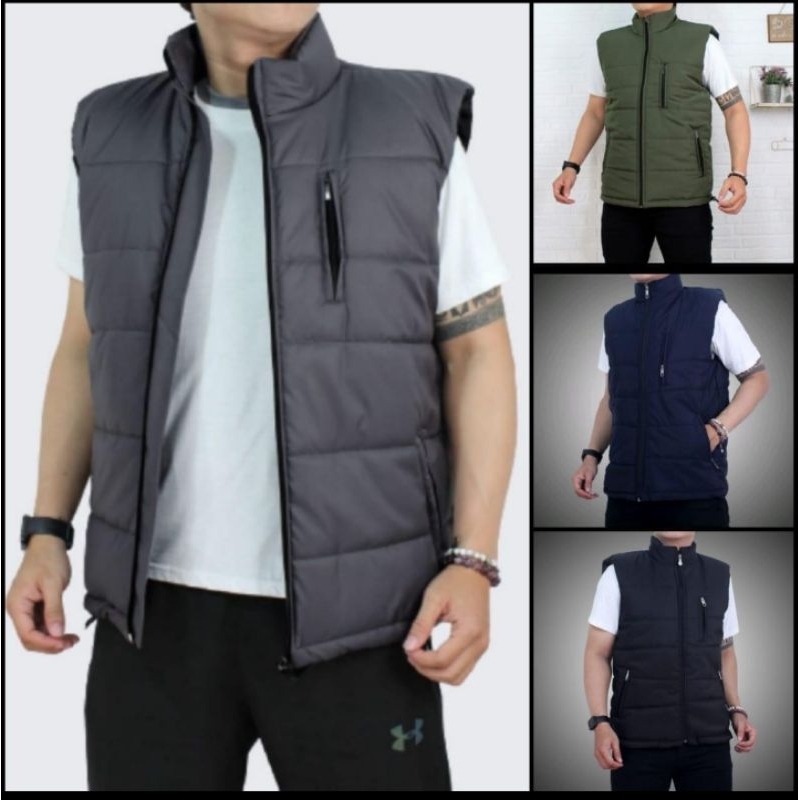 Vest Gelembung Rompi Parasut Resleting Outdoor – Model Casual Pria, 2/3 Kantong, Stylish dan Nyaman 