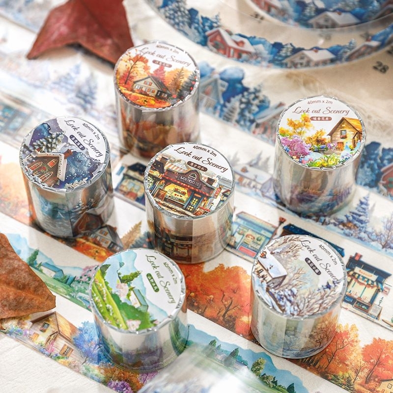 

(Crafty And Stuff) Sticker Roll PET Stiker Jurnal Stiker Bookscrapping Stiker Dekorasi DIY