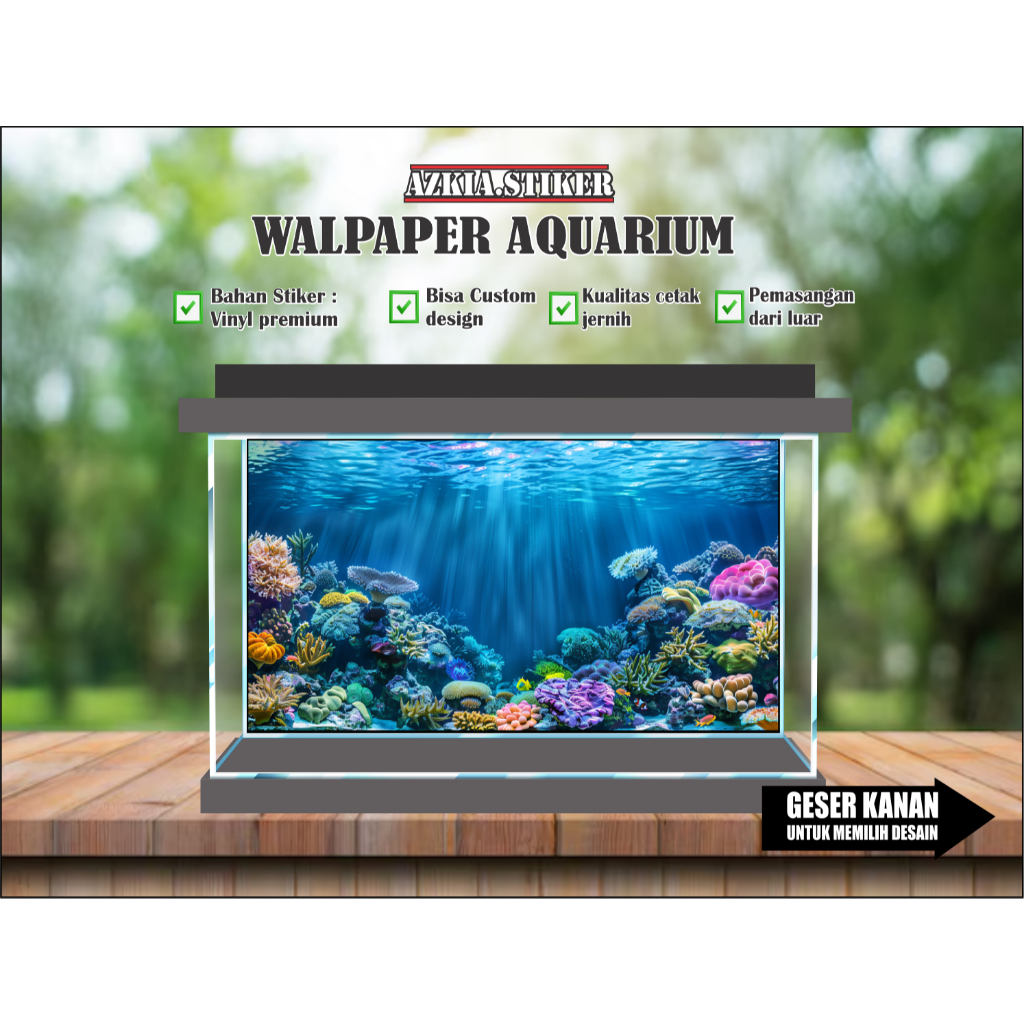 backround  Aquarium, Stiker  aquarium, walpaper aquarium,Backround aquarium coral custom