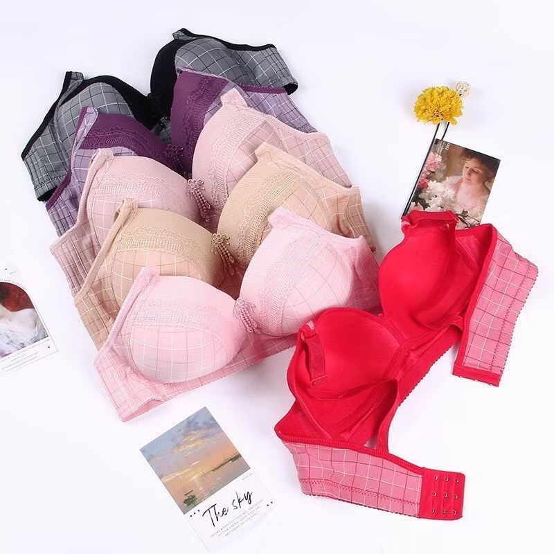 [ Tersedia Size Jumbo ] Bra Wanita Cup Ukuran Besar BH Big Size Motif Kotak Busa Tebal Import Premiu