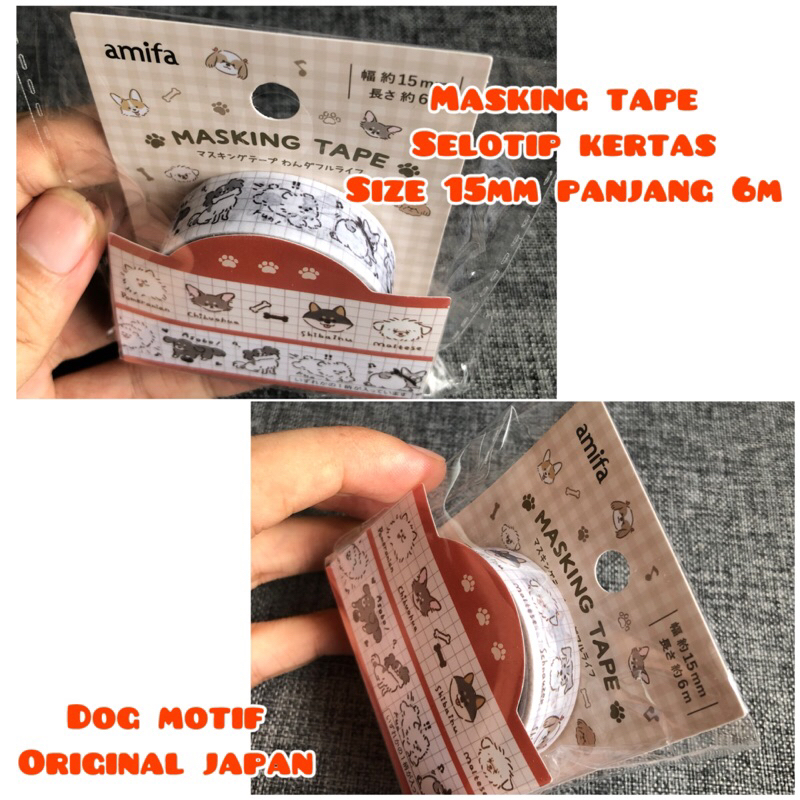 

masking tape selotip kertas washi tape dog motif oroginal japan