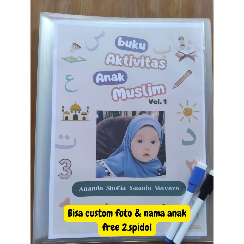 

BUKU WORKSHEET AKTIVITAS PERTAMAKU TEMA ANAK MUSLIM A4 BISA CUSTOM FOTO & NAMA