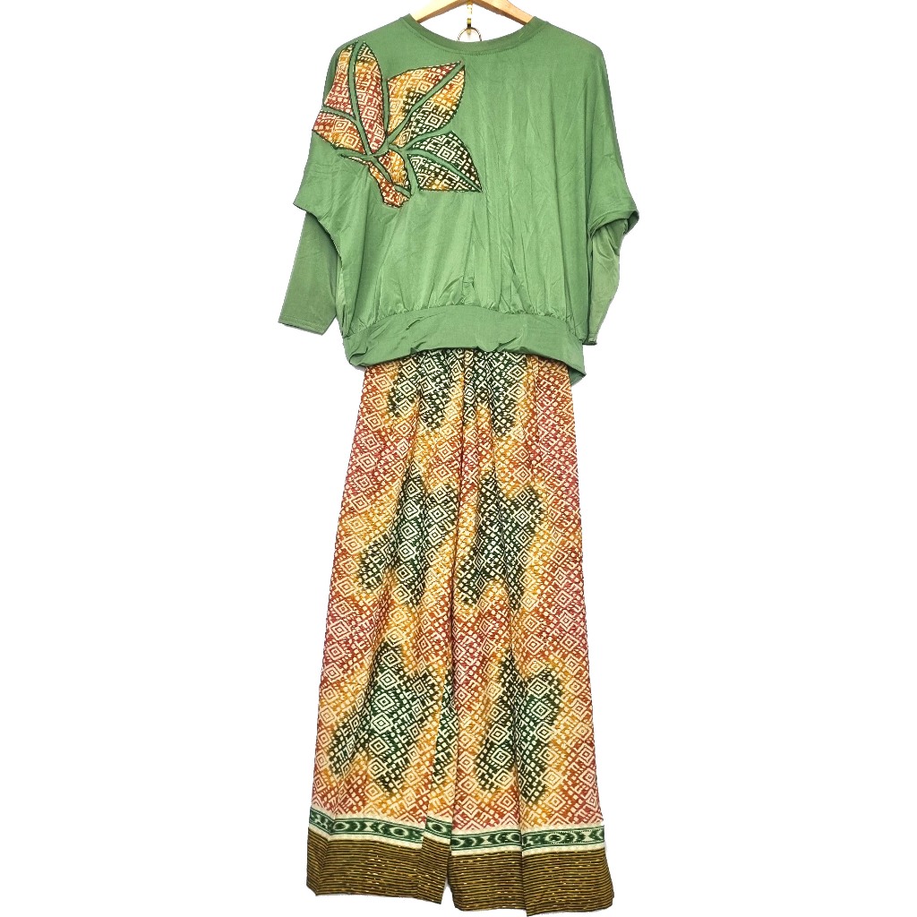 Iyesh 290630 Busana Baju Pakaian Fashion Muslim Wanita Set Setelan Atasan + Celana Bawahan Kaos Katu