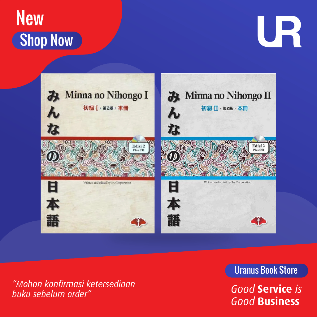 BUNDLE Minna No Nihongo FULL KANJI 1 & 2 Edisi 2 + 2 CD I & II 100% ORIGINAL ASLI Buku Belajar Bahas