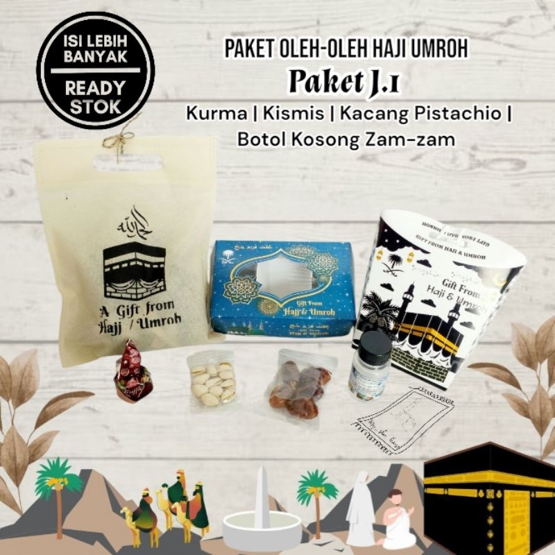 

Paket J.1 Oleh oleh haji umroh murah praktis berkualitas kurma pistachio coklat botol kosong