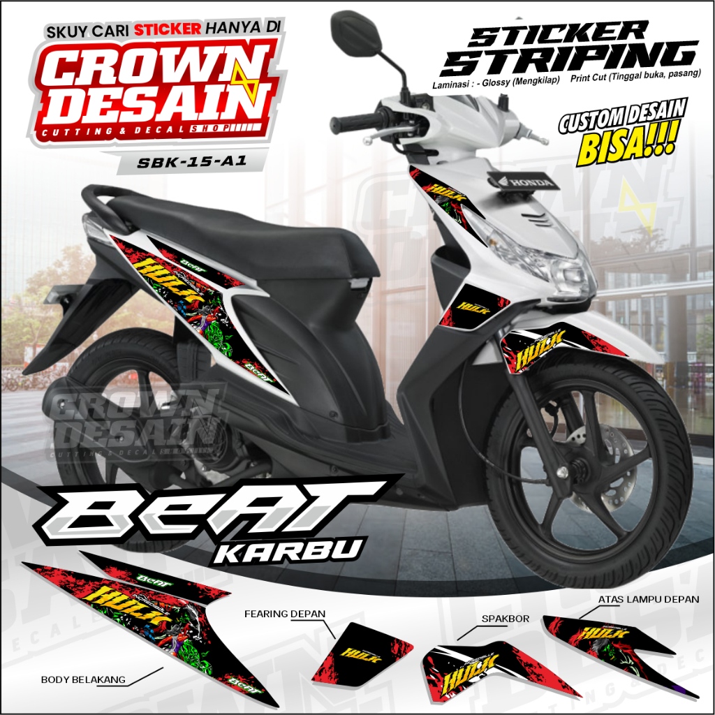 STRIPING STIKER BEAT KARBU - VARIASI STIKER MOTOR BEAT KARBU SBK