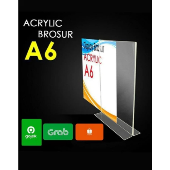 

AKRILIK TENT HOLDER A6 T / TEMPAT BROSUR DISPLAY BENTUK T UKURAN A6