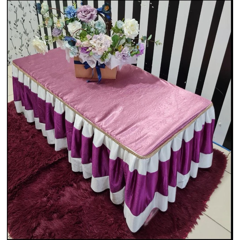 Taplak Meja Ruang Tamu Rumbai 001 - Taplak Meja Sultan - Taplak Meja Satin Homemade Premium 100%
