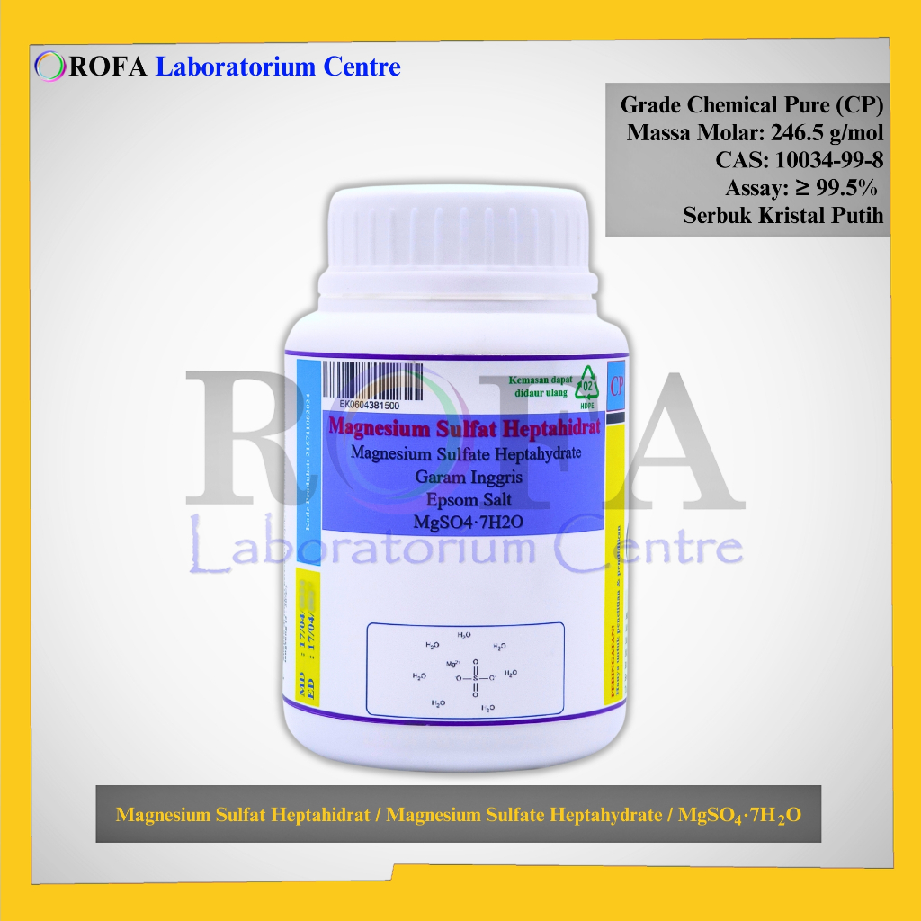 Magnesium Sulfat Heptahidrat / Magnesium Sulfate Heptahydrate / Garam Inggris / Epsom Salt / MgSO4·7