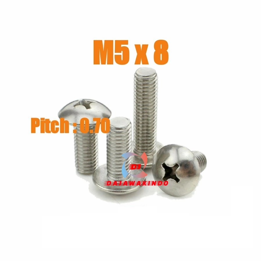 Baut JT Stainless M5 x 8 / Baut Payung SS M5 x 8 / JT SS M5 x 8