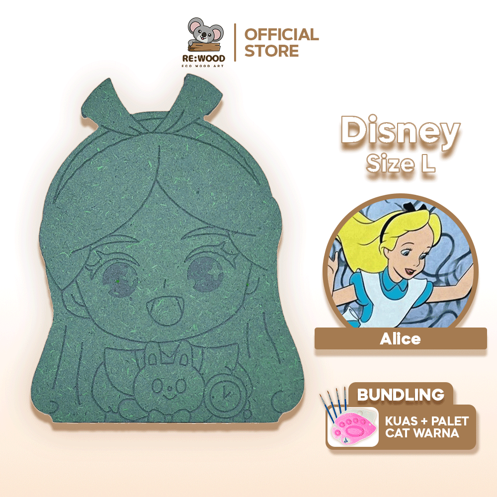 

Wood Painting Alice | Size L | DIY Melukis Karakter Kanvas Kayu Seri Disney Princess Lucu Imut
