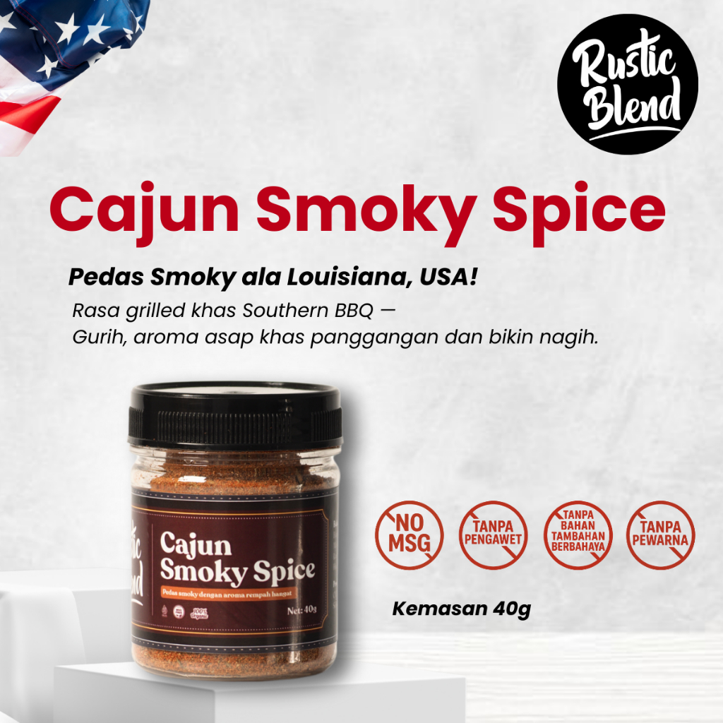 

Bumbu Marinasi BBQ Instan Ayam, Daging, Seafood | Rustic Blend Cajun Smoky Spice No MSG Cajun Asli