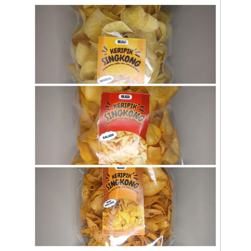 

Keripik singkong 200g/Keripik singkong Madiun/ Camilan balado original daun jeruk