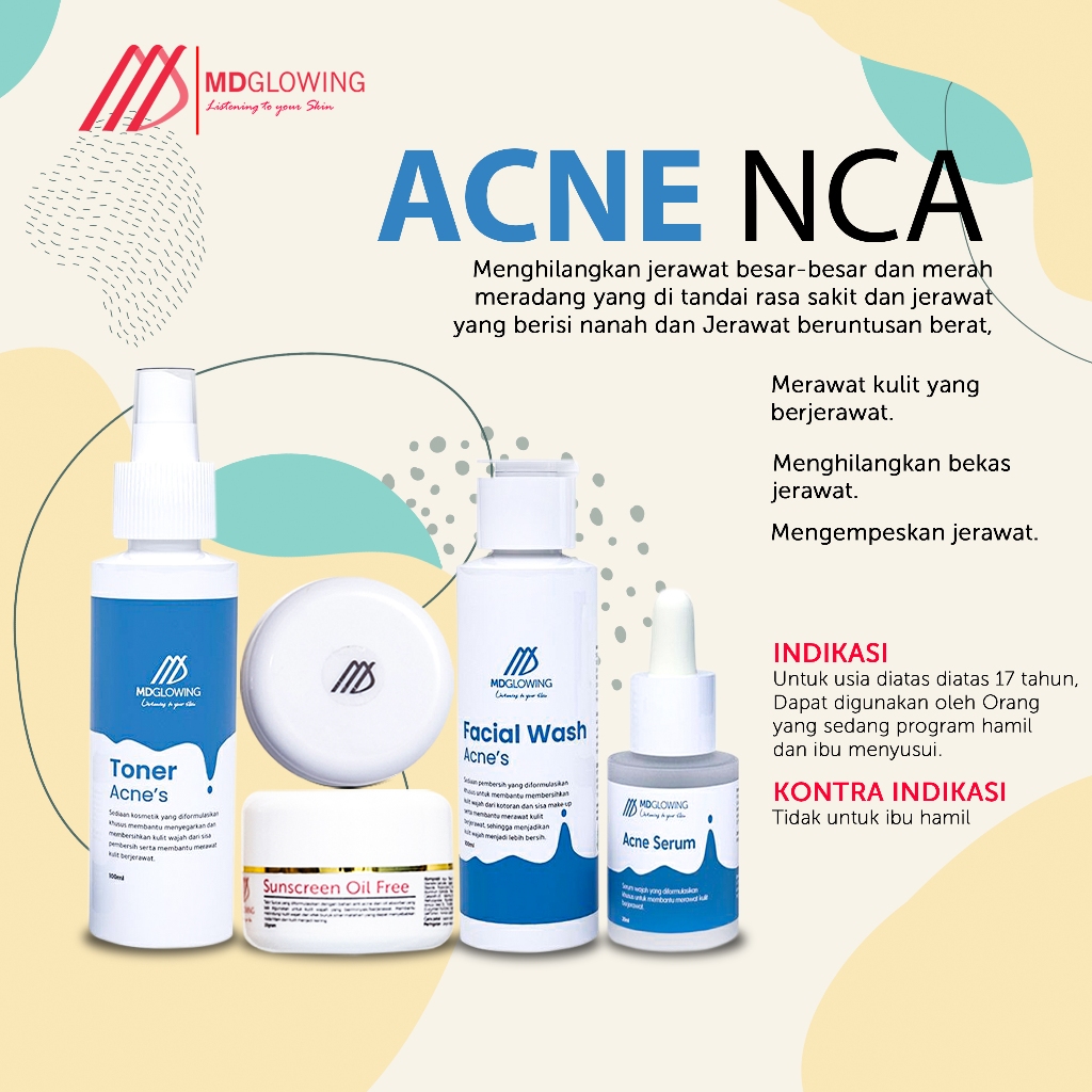 Paket Acne NCA, R2, Acne White By MD Glowing MDGlowing Skin