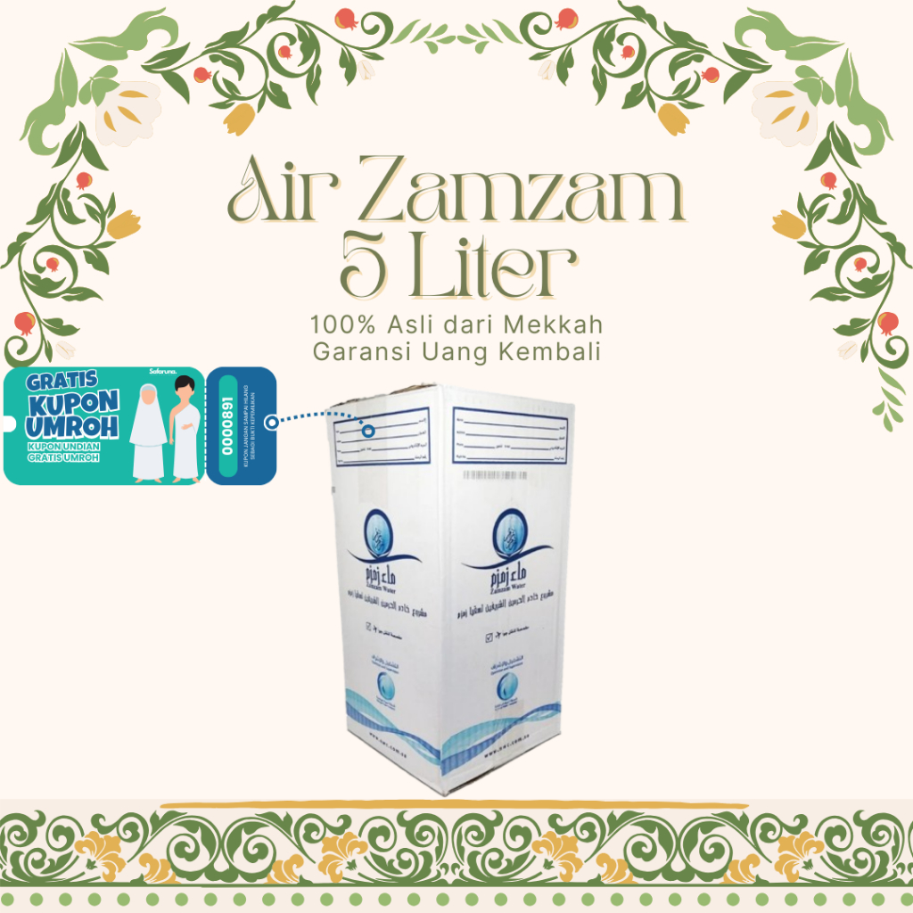 

Air Zam-Zam 5L Siap Konsumsi || Ready-to-Drink Zam-Zam Water 5 Liter