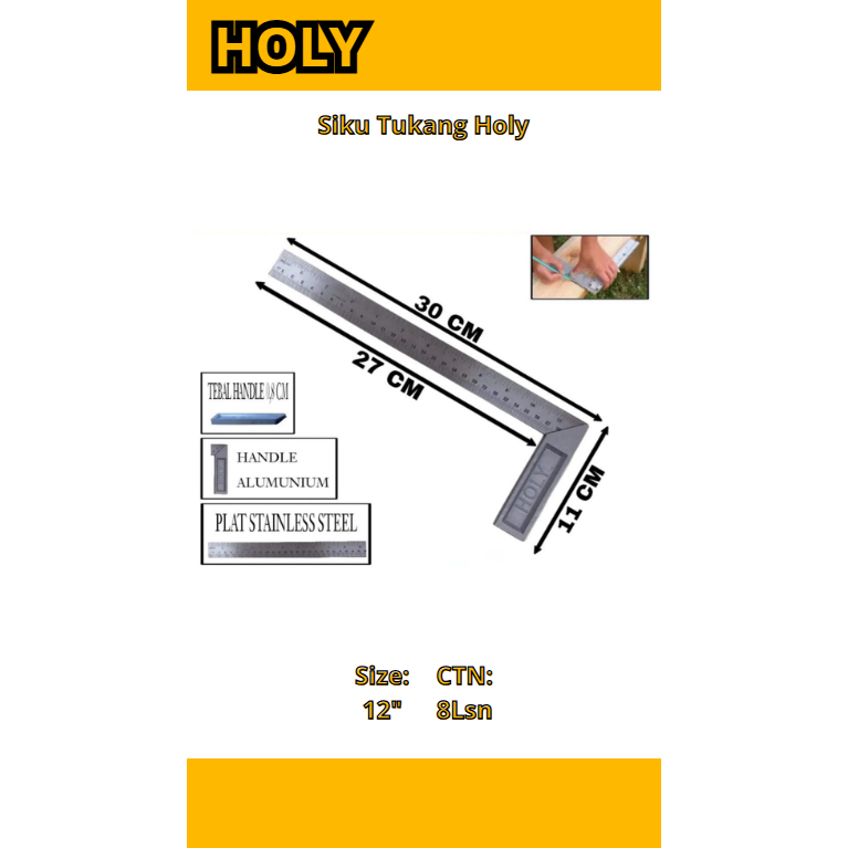 

Penggaris Siku Tukang 30 Cm Stainless Pasekon Pengaris Angle Square Holy