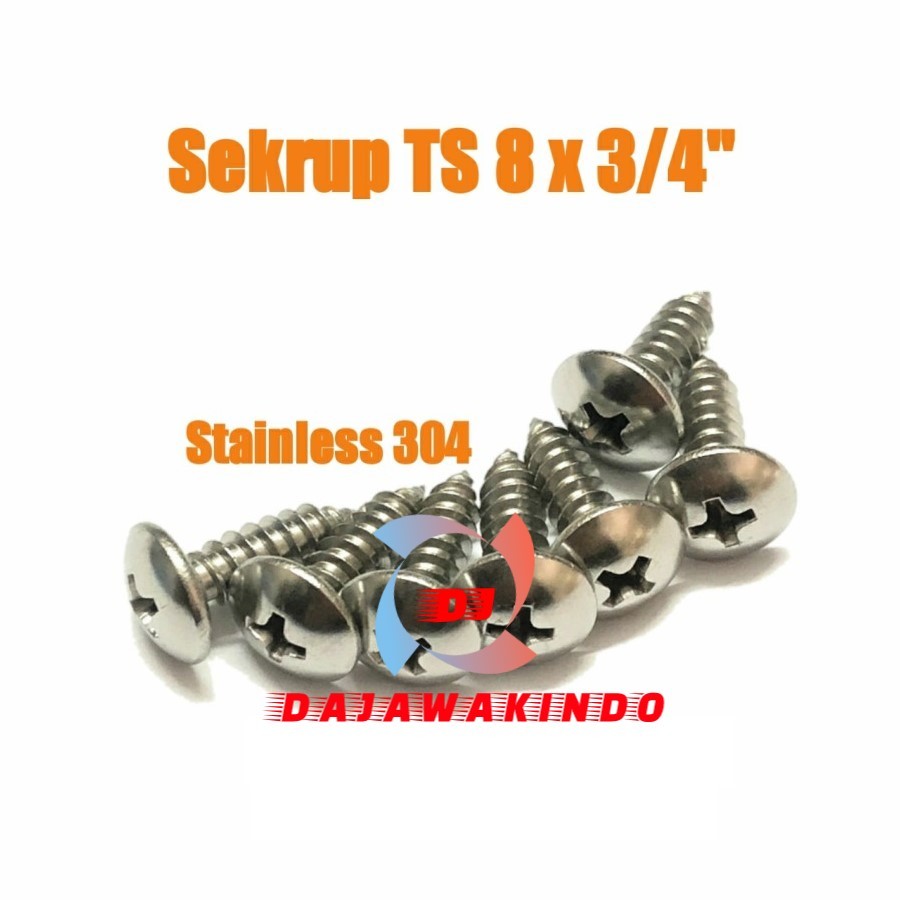 Sekrup TS 8 x 3/4 / Sekrup TS Stainless 8 x 3/4 / Sekrup Payung SS 304