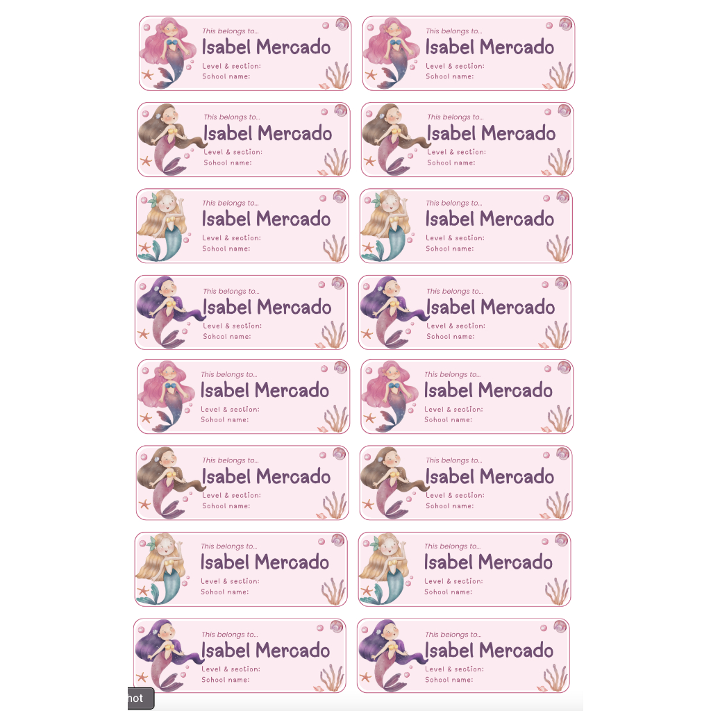 

STICKER LABEL NAMA MERMAID 75mmx26mm
