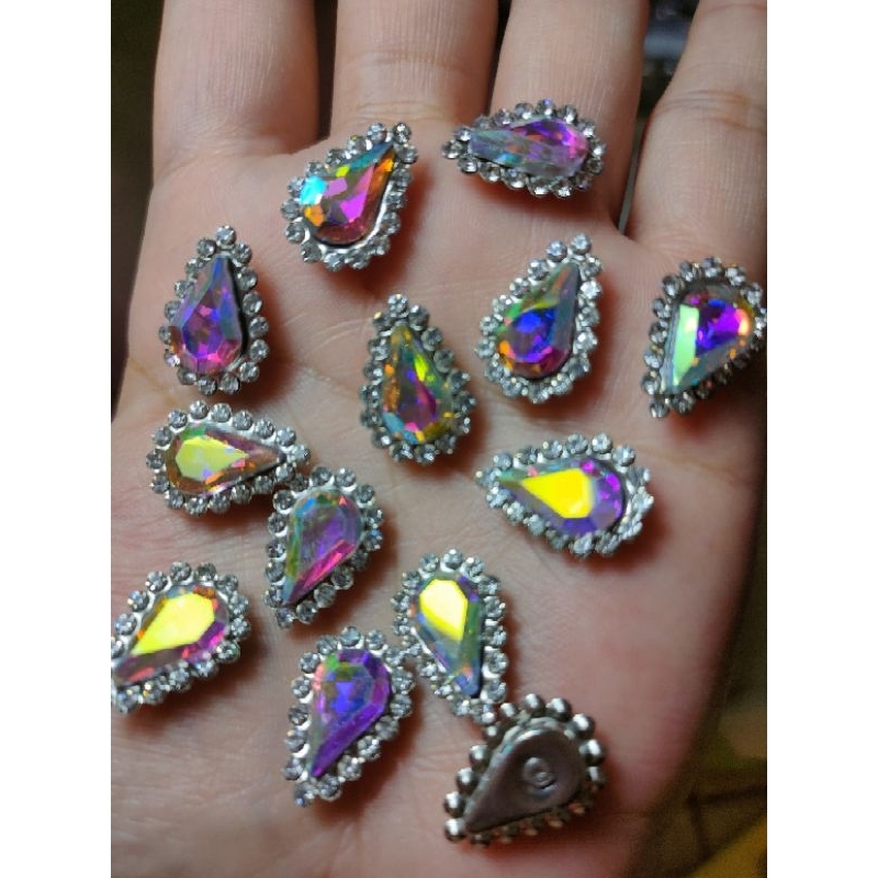 (20pcs) Payet cangkang tetes permata pelangi UK 8x13 / Mote cangkang / Payet cangkang/ Payet pelangi