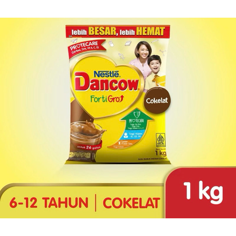 

DANCOW Fortigro Susu Bubuk Susu Anak Coklat Pouch 1kg TERMURAH