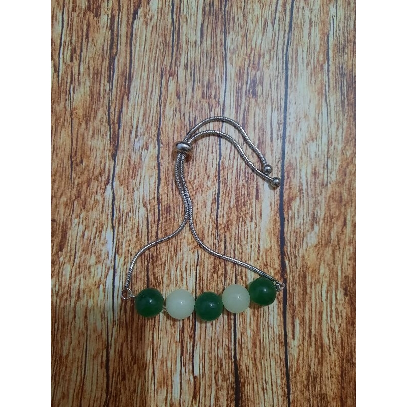 Gelang serut natural stone batu giok mix batu fosfor