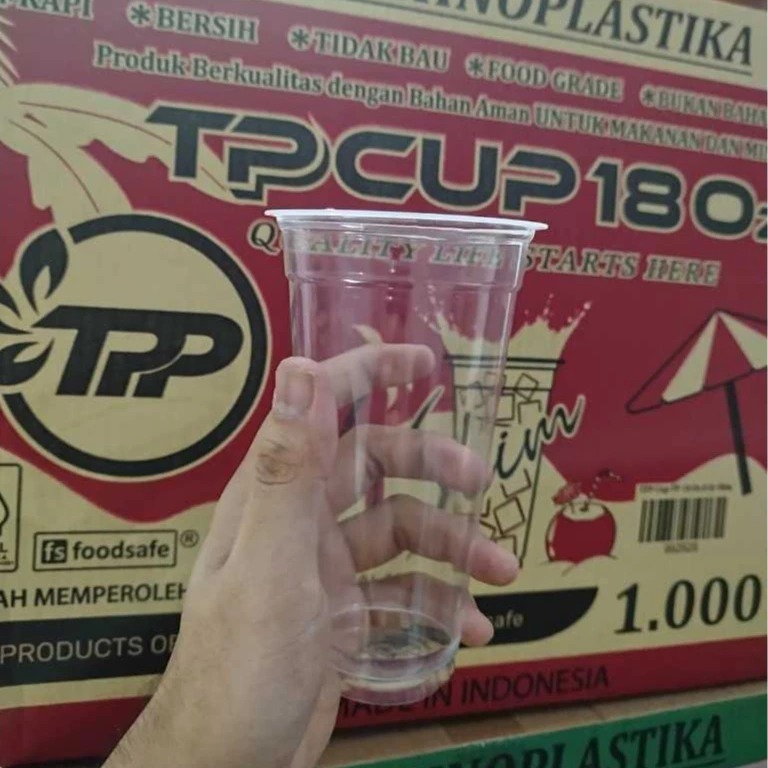 [ 1 DUS 1000 pcs  ] Gelas Plastik 18oz Datar| Gelas Plastik Bening Es | Cup 18oz Datar / Gelas Tpp T