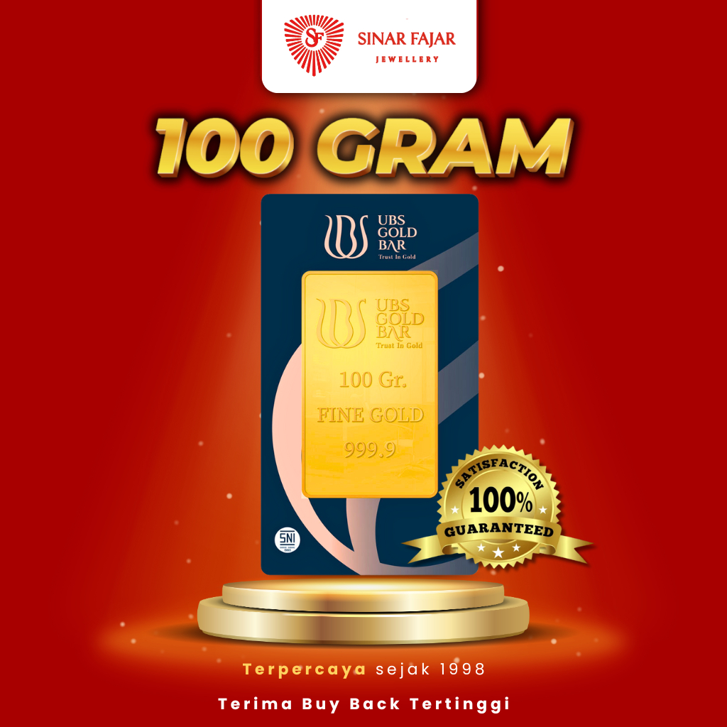LOGAM MULIA UBS 100 GRAM  KEMASAN TERBARU KADAR 99.99%