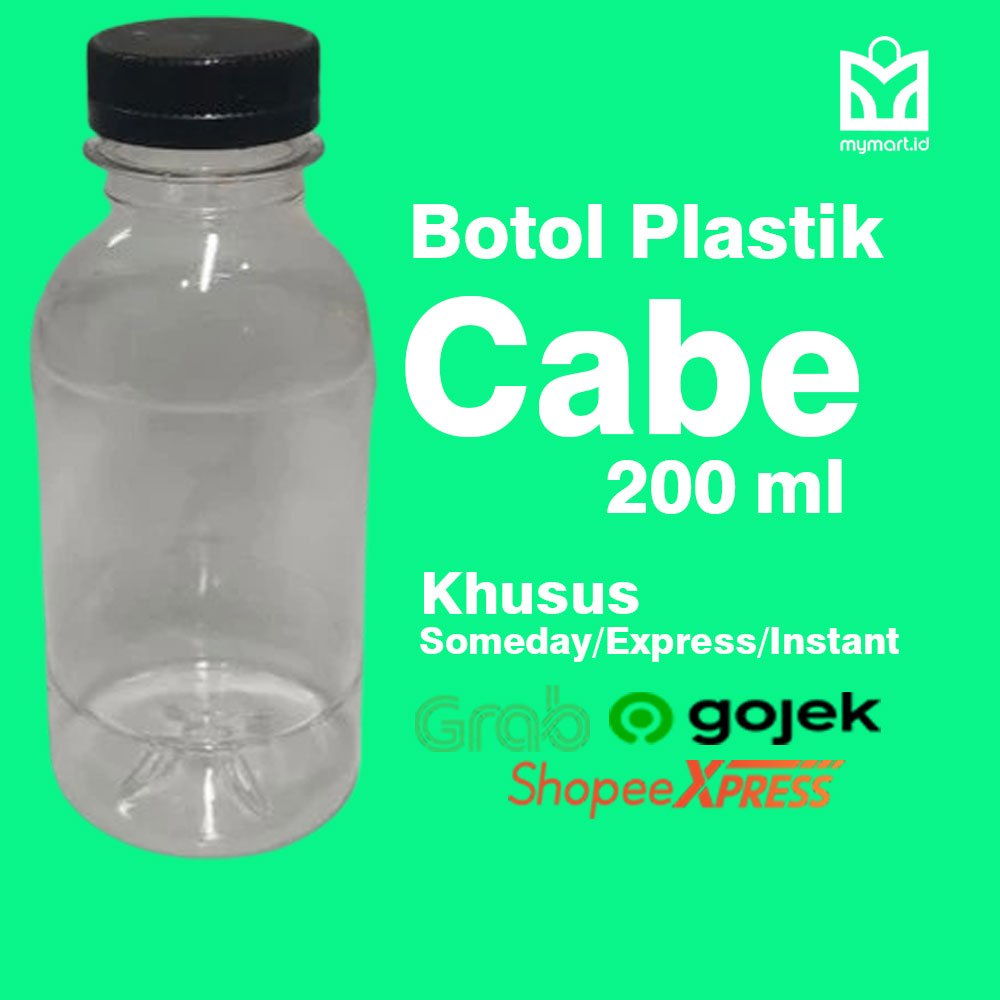 Botol Cabe 200ml 100pcs/ Botol Plastik Cabe 200ml 100pcs  [KHUSUS INSTAN/SAMEDAY]