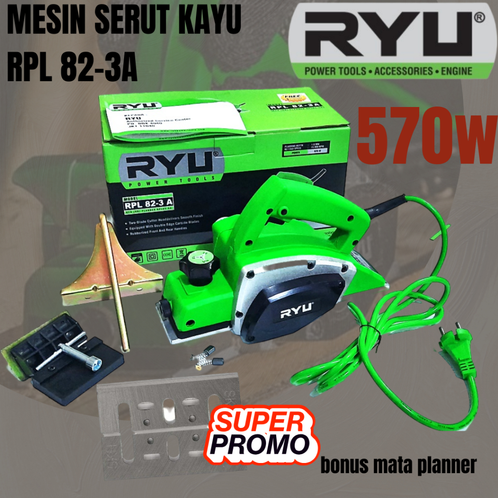 RYU Mesin Serut Kayu Mesin Planner RPL 82-3A Mesin Pasah Suguh Listrik Mesin Ketam Kayu PROMO FREE M