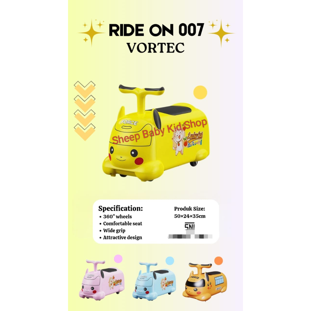 Ride On 2 in 1 ( 007) Mainan Vespa Pikachu / Mobil Anak Pokemon / kado Ultah Anak / Iora Bk-03