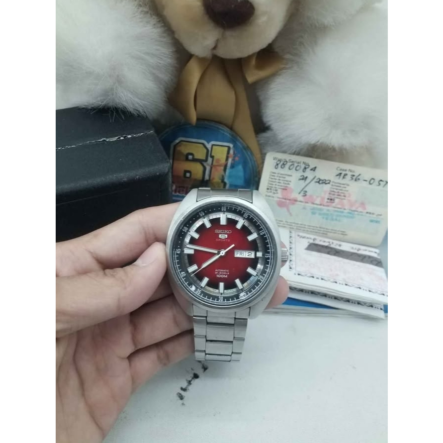 JAM TANGAN SEIKO 5 SPORT TURTLE RED DIAL SRPB 17K1 BEKAS
