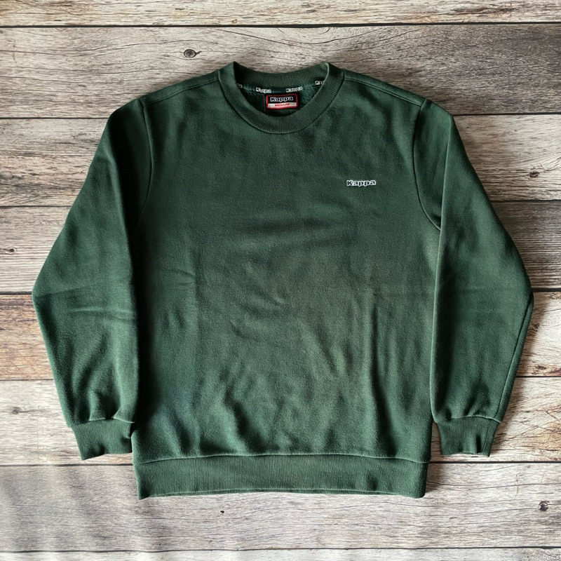 CREWNECK KAPPA HIJAU BOTOL SECOND ORIGINAL | Crewneck Kappa Warna Hijau Botol Second Original