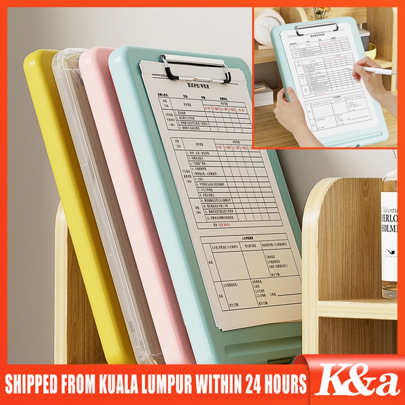 

A4 2 In1 Clipboard + Storage Alas Papan Ujian Papan Jalan Klip Kertas Ujian Clipboard Clip Board
