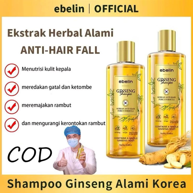 Shampo Ginseng Perawatan Rambut Rontok Ebelin Ginseng Extract Shampo Korean Anti Hair Force Formula 