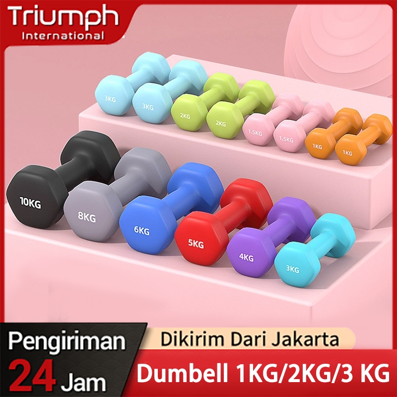 DUMBELL 1KG/2KG/3 KG / BARBEL MINI / BARBEL WANITA / YOGA / LATIHAN BEBAN-ANTI SLIP /DUMBELL BARBEL