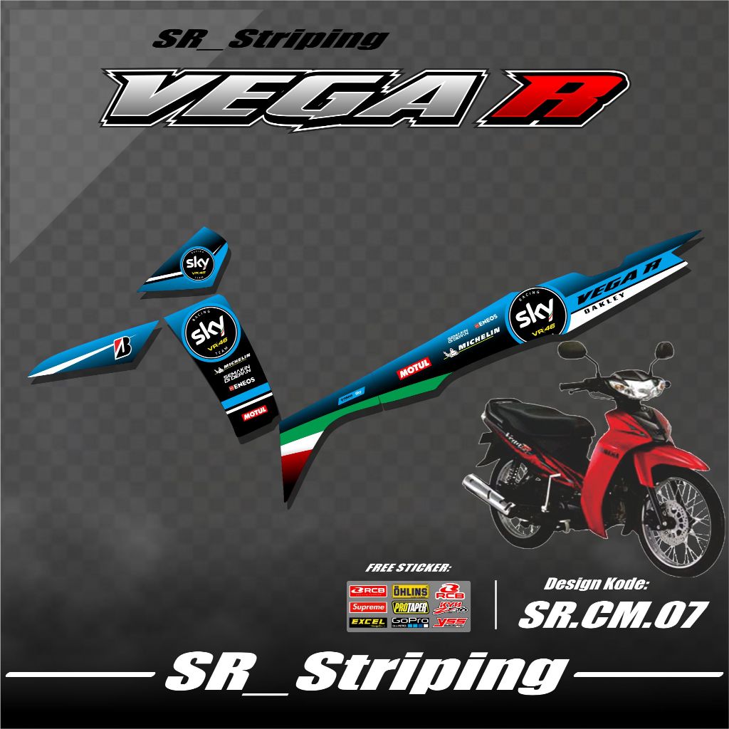 Striping Vega R New / Stiker Vega R New / Variasi Vega R New / Setiker Stiker List Variasi Motor Yam