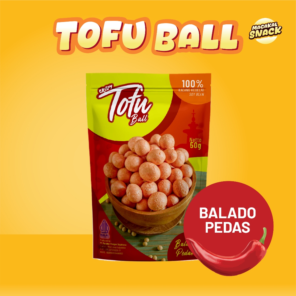 

Macakal-Tofu Ball Rasa Balado Pedas 50g I Keripik Tahu Bulat Kering Mini Kemasan Premium