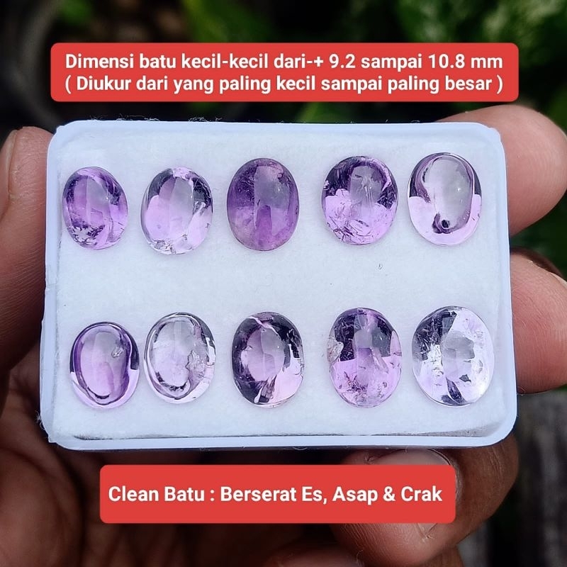 10 biji batu kecubung ungu muda Kalimantan 150 ribu