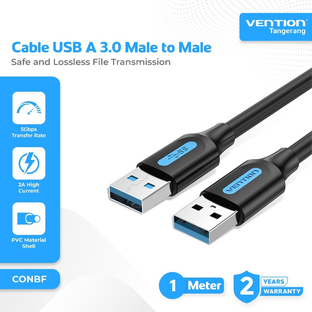 VENTION CONBF Kabel USB A 3.0 Male to Male Super Speed 5Gbps 1 Meter 1M for TV Box Hard Disk Drive H