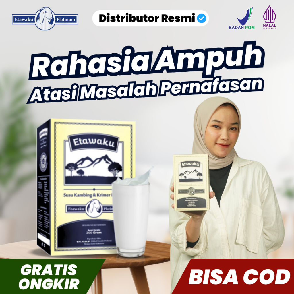 

Etawaku Platinum Original 200gr Rahasia Ampuh Atasi Masalah Pernafasan Susu Kambing Etawa BPOM Halal