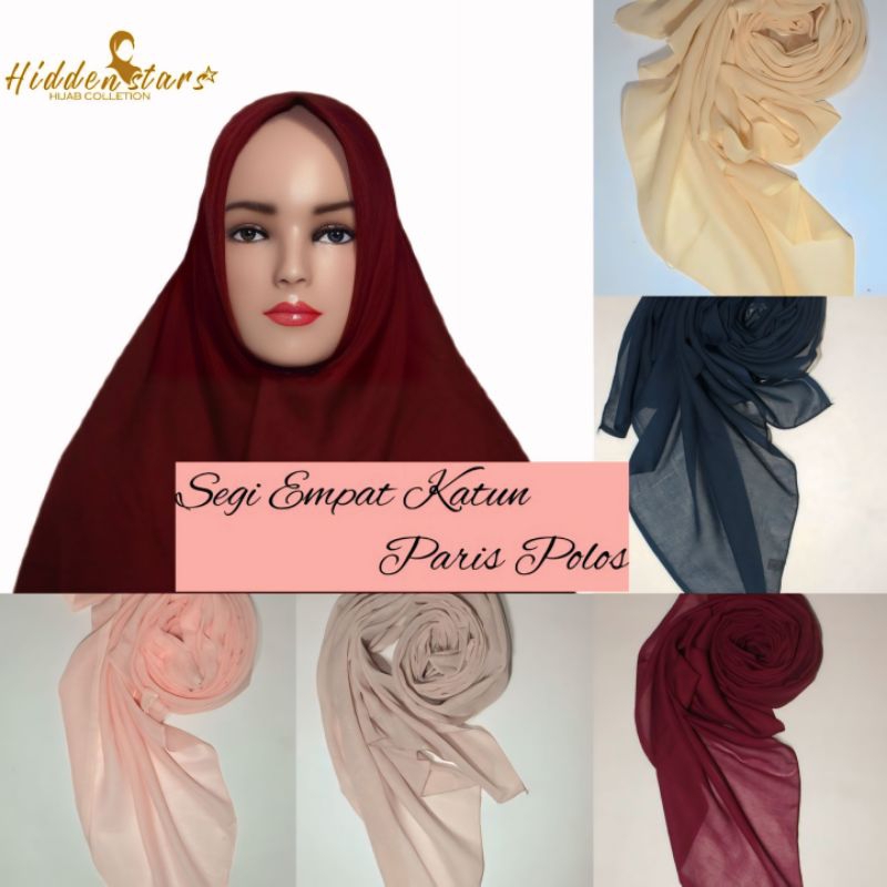 Kerudung Segi Empat Katun Paris Polos