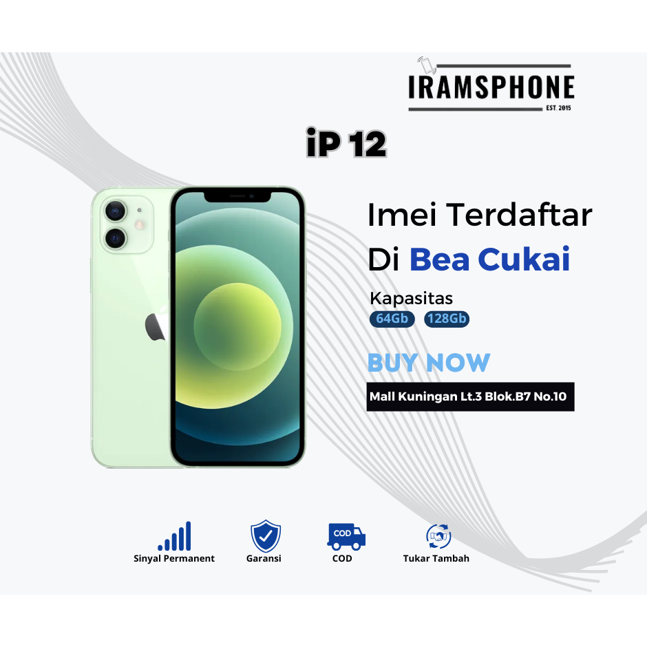 Handphone iPhone 12 ex ibox bea cukai imei permanen 64gb 128gb second original garansi