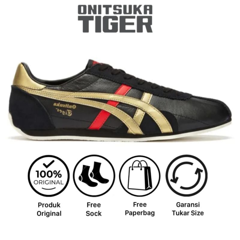 Sepatu onitsuka tiger original runspark black gold red