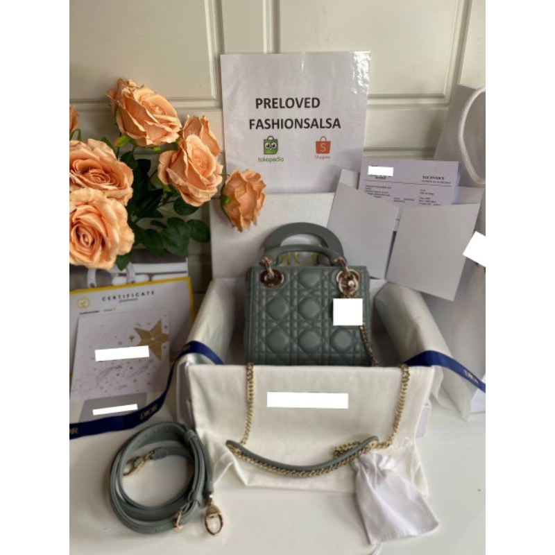 Preloved Mini Lady Dior Bag Cloud Gray Cannage Lambskin